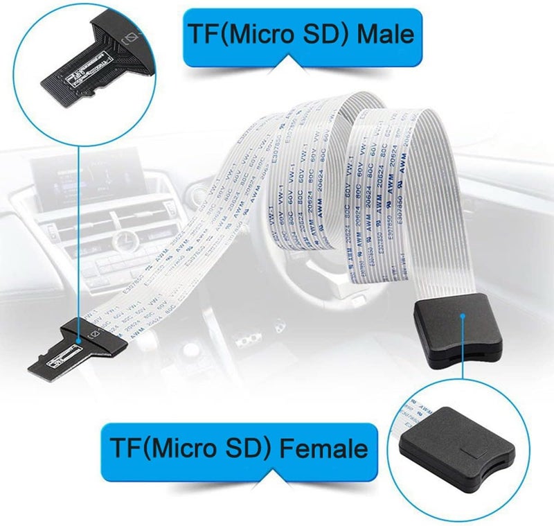 Cablecc Micro-SD TF Memory Card Kit Male to TF Female Extension Soft Flat FPC Cable Extender 25cm - Image 4